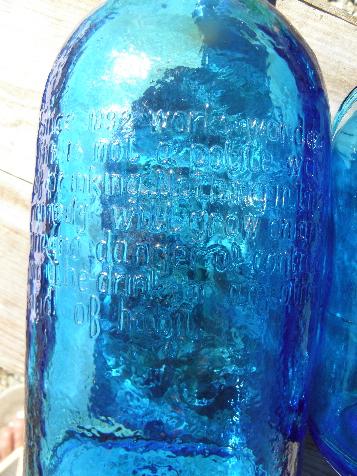 photo of vintage Wheaton decanter bottles, blue glass medicine & liquor bottle lot #5