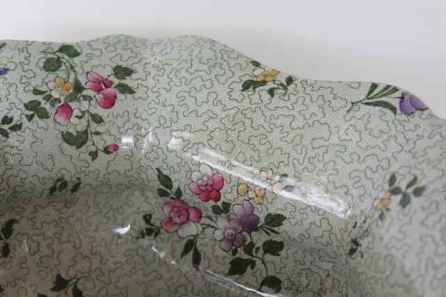 photo of vintage Whieldon Ware pheasant bird chintz china, huge compote & plate Winkle Wessex #5