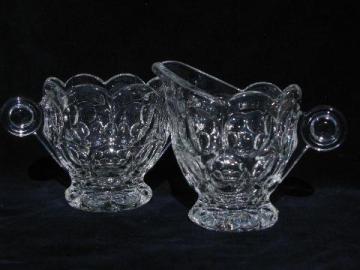 catalog photo of vintage Whirlpool / Provincial pattern glass cream pitcher & sugar, Heisey mark