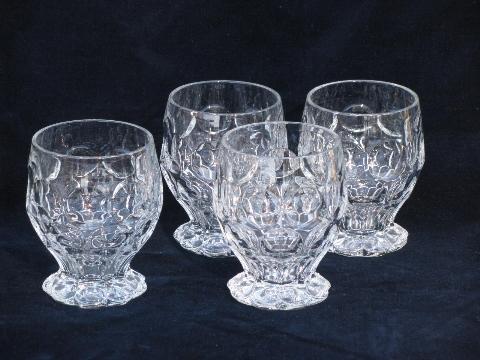 photo of vintage Whirlpool / Provincial pattern glass footed glasses tumblers, Heisey mark #1