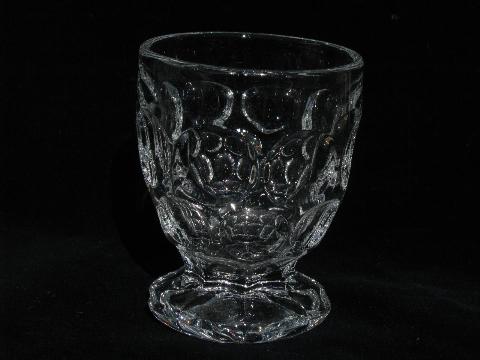 photo of vintage Whirlpool / Provincial pattern glass footed juice glasses, Heisey mark #2