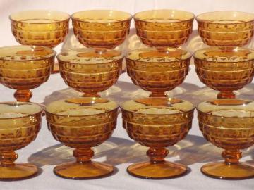 catalog photo of vintage Whitehall amber glass cube pattern sherbet dishes / champagne glasses