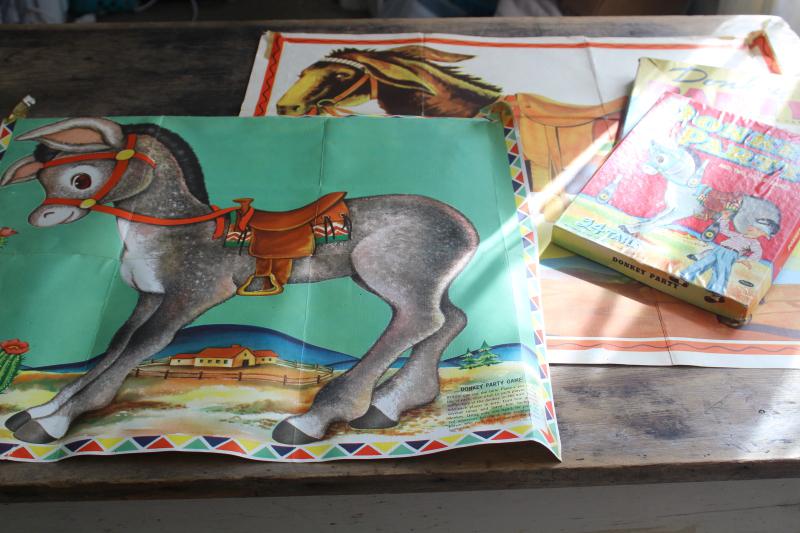 photo of vintage Whitman Pin the Tail on the Donkey party games 1940s 1950s complete posters tails #8