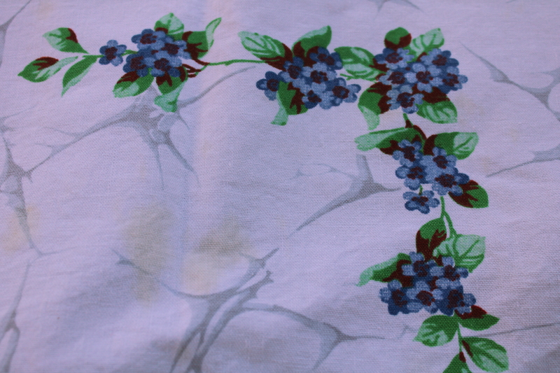 photo of vintage Wilendur print cotton tablecloth, flower lattice red & blue floral  #3