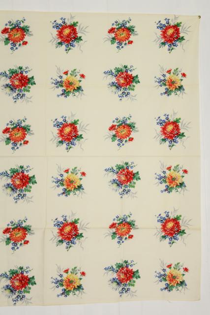 photo of vintage Wilendure printed cotton kitchen table cloth & napkins set, 1940s flower print #4