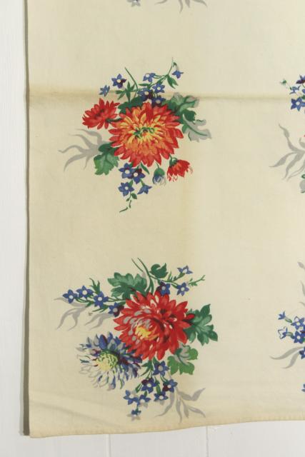 photo of vintage Wilendure printed cotton kitchen table cloth & napkins set, 1940s flower print #5