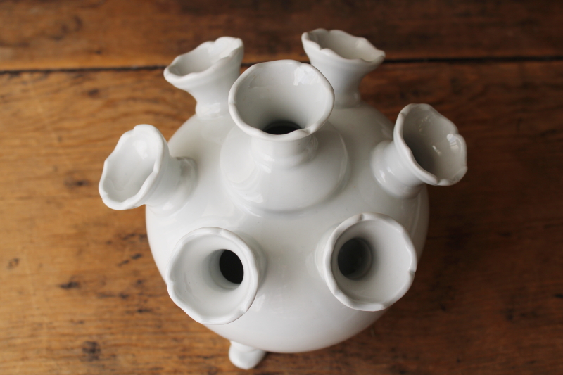 photo of vintage Williamsburg meadow flower pure white porcelain tulip vase, Andrea by Sadek china  #2