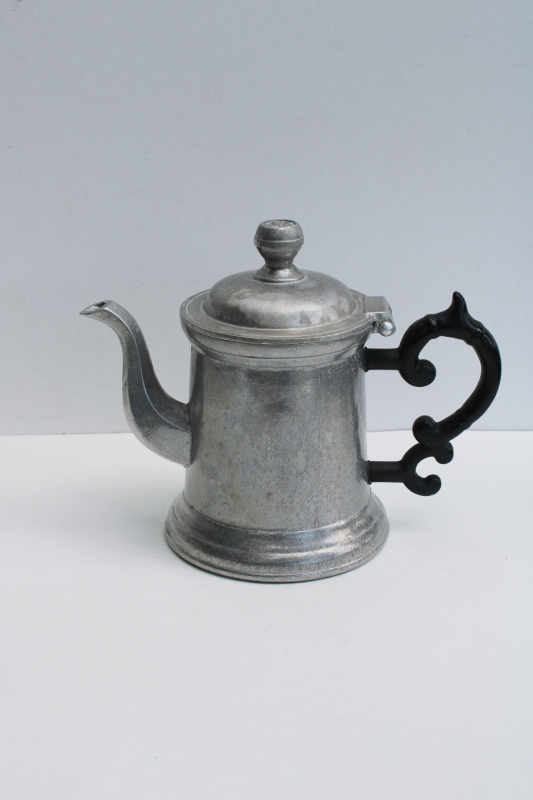photo of vintage Wilton Armetale coffee pot Golden Plough Tavern reproduction antique pewter #1