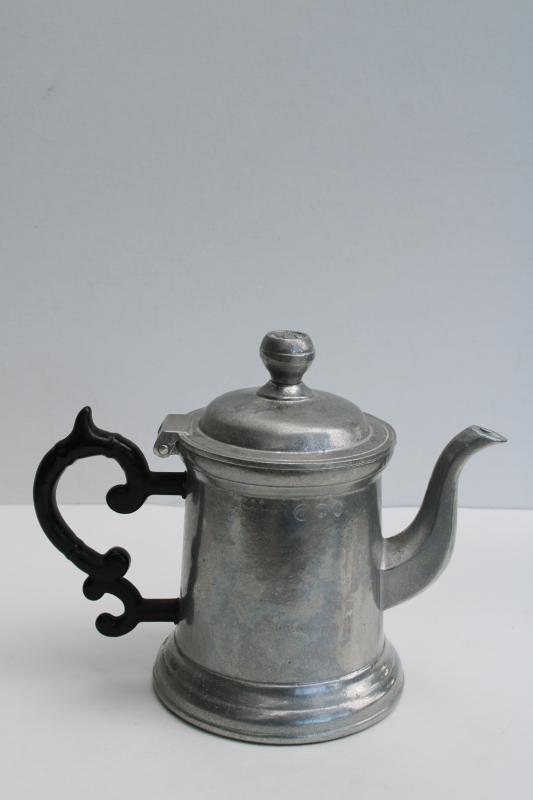 photo of vintage Wilton Armetale coffee pot Golden Plough Tavern reproduction antique pewter  #3