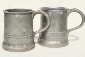 catalog photo of vintage Wilton Armetale pewter beer steins or noggin mugs, tankards or cider cups