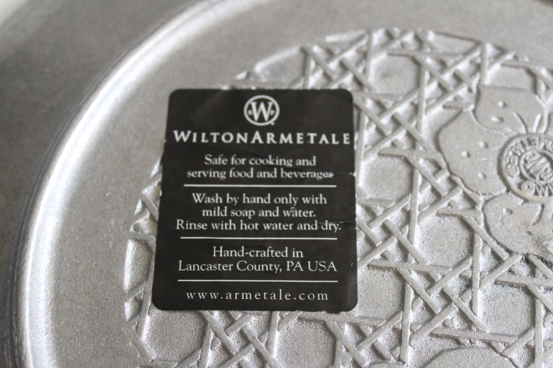 photo of vintage Wilton Armetale pewter cast metal cherry blossom round tray or plate  #5