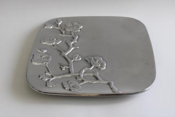 vintage Wilton Armetale pewter cast metal cherry blossom square tray or plate 