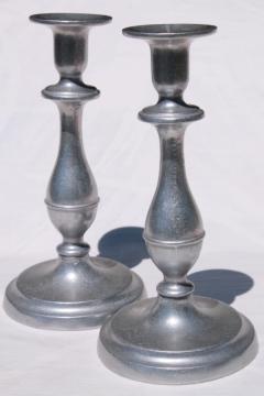 catalog photo of vintage Wilton Armetale tall pewter candlesticks, RWP mark candle holders