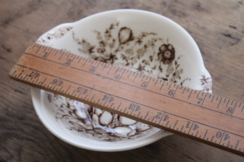 photo of vintage Windsor Ware Johnson Bros Dover floral pattern brown transferware china, lug handle bowl #3