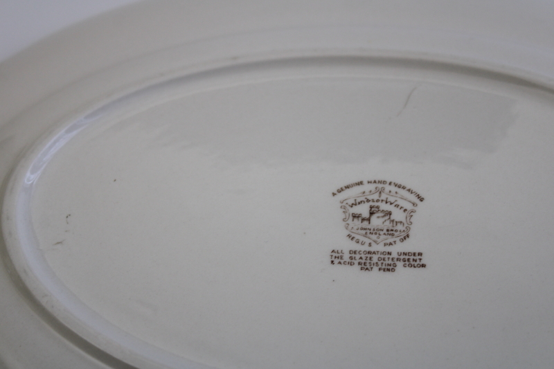 photo of vintage Windsor Ware Johnson Bros Dover floral pattern brown transferware china platter #6