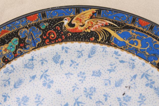 photo of vintage Winton - England kutani golden cranes bird border pattern china serving plate w/ handle #4