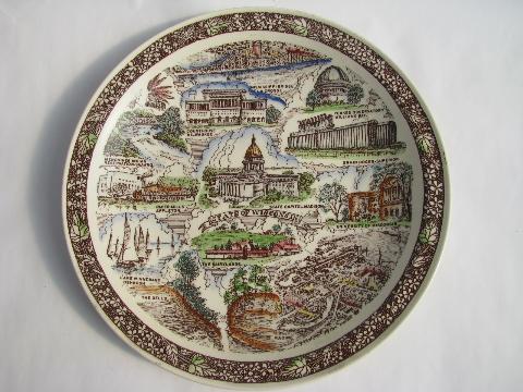 photo of vintage Wisconsin north woods souvenir transferware china plates #2