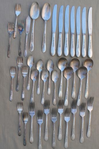 photo of vintage Wm Rogers silver plate flatware Priscilla Lady Ann fruit pattern silverplate #1