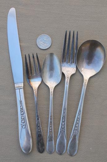 photo of vintage Wm Rogers silver plate flatware Priscilla Lady Ann fruit pattern silverplate #4