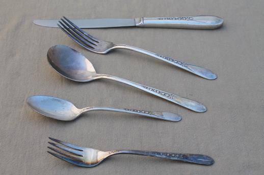 photo of vintage Wm Rogers silver plate flatware Priscilla Lady Ann fruit pattern silverplate #5