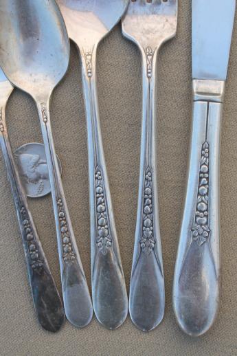 photo of vintage Wm Rogers silver plate flatware Priscilla Lady Ann fruit pattern silverplate #6