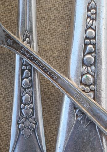 photo of vintage Wm Rogers silver plate flatware Priscilla Lady Ann fruit pattern silverplate #7