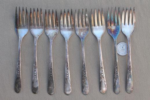 photo of vintage Wm Rogers silver plate flatware Priscilla Lady Ann fruit pattern silverplate #8