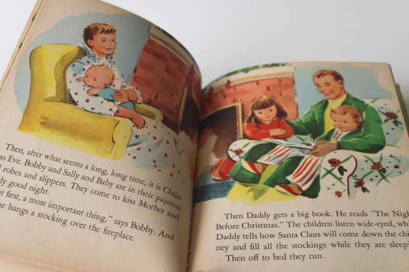 photo of vintage Wonder Book Christmas 1952 Waiting for Santa Claus baby boomer picture book #5