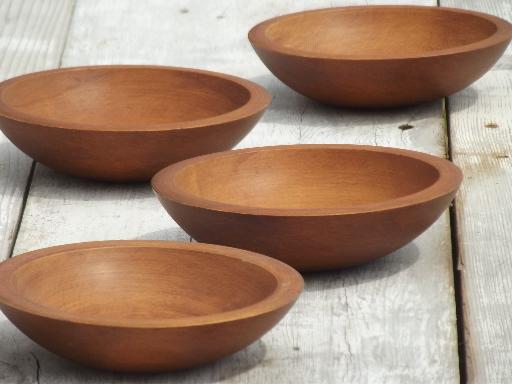 photo of vintage Wood Craftery wooden salad bowl set, retro wood salad bowls #1