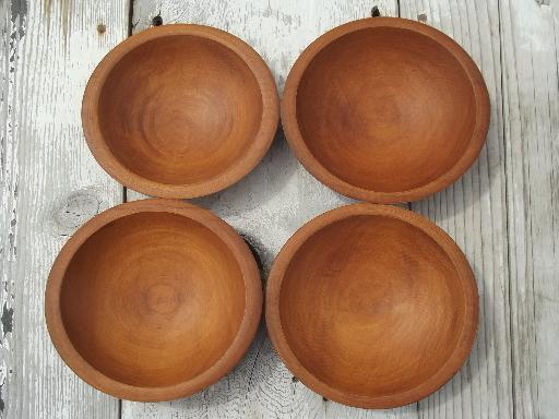 photo of vintage Wood Craftery wooden salad bowl set, retro wood salad bowls #2