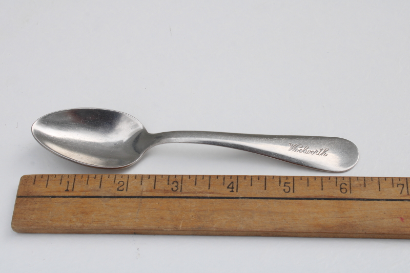photo of vintage Woolworths store lunch counter stainless steel spoon engraved Woolworth #1