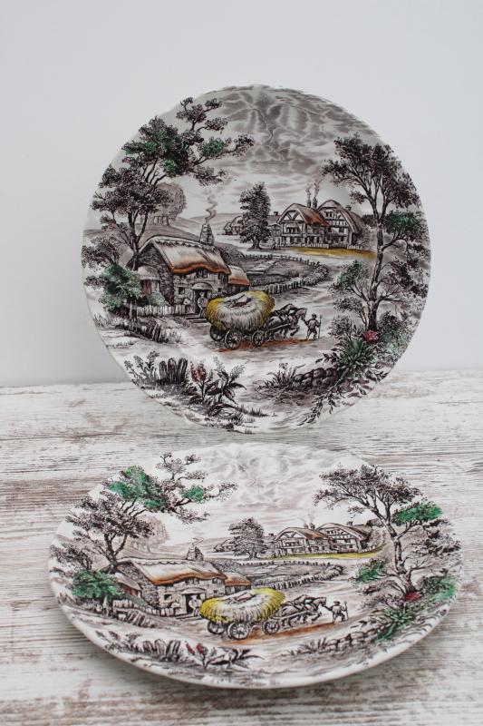 photo of vintage Yorkshire pattern English Staffordshire ironstone china dinner plates  #1