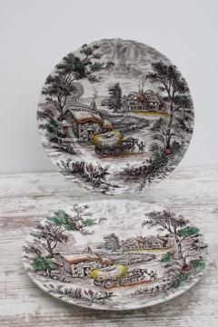 vintage Yorkshire pattern English Staffordshire ironstone china dinner plates 