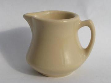 catalog photo of vintage adobeware tan ironstone china creamer, tiny individual cream pitcher