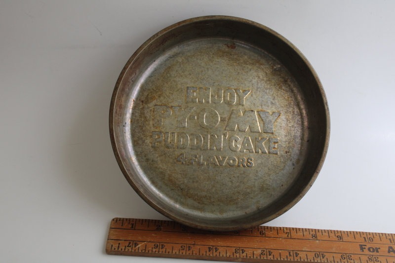 photo of vintage advertising embossed metal baking pan Py O My pudding cake mix  #1