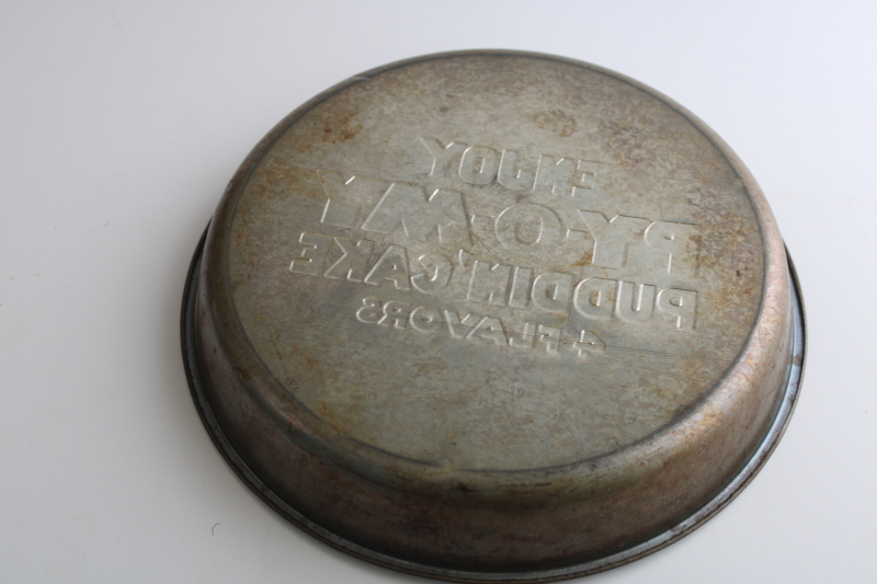 photo of vintage advertising embossed metal baking pan Py O My pudding cake mix  #3