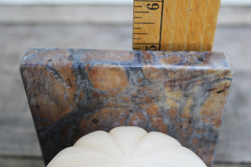 photo of vintage alabaster marble bookends, round globe orb shape book ends #6