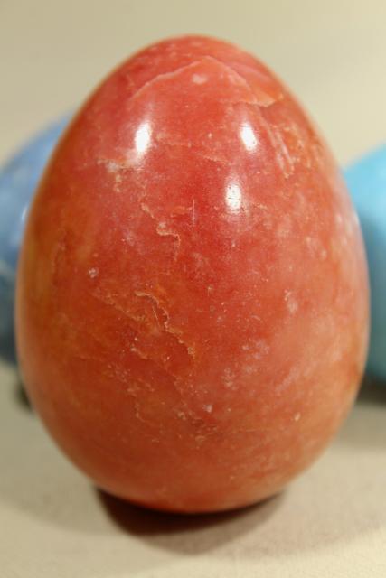 photo of vintage alabaster marble eggs, goose egg size dyed stone Easter eggs in bright colors #2