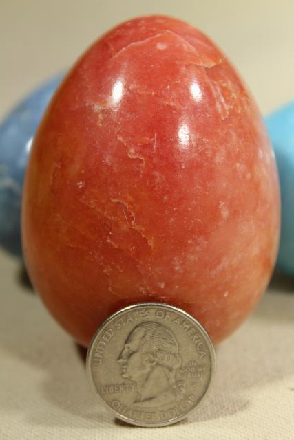 photo of vintage alabaster marble eggs, goose egg size dyed stone Easter eggs in bright colors #3