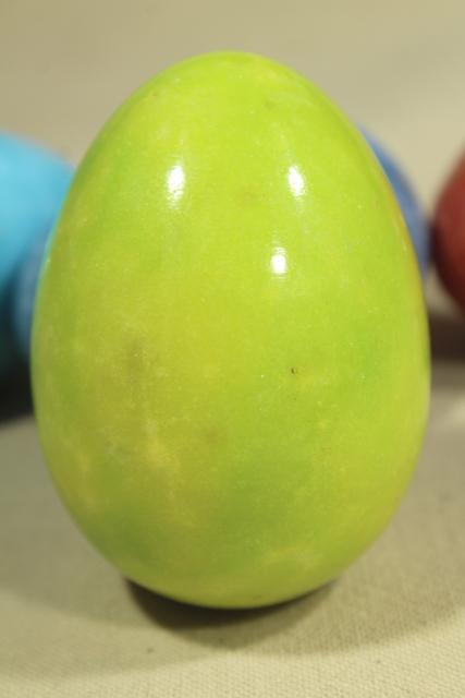 photo of vintage alabaster marble eggs, goose egg size dyed stone Easter eggs in bright colors #7