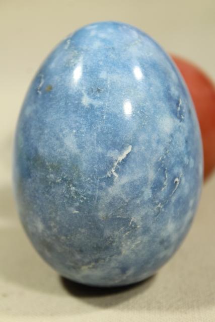 photo of vintage alabaster marble eggs, goose egg size dyed stone Easter eggs in bright colors #9