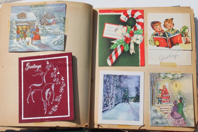 photo of vintage albums of old greeting cards, Christmas holidays & 60s baby cards #2