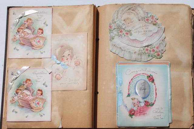 photo of vintage albums of old greeting cards, Christmas holidays & 60s baby cards #8