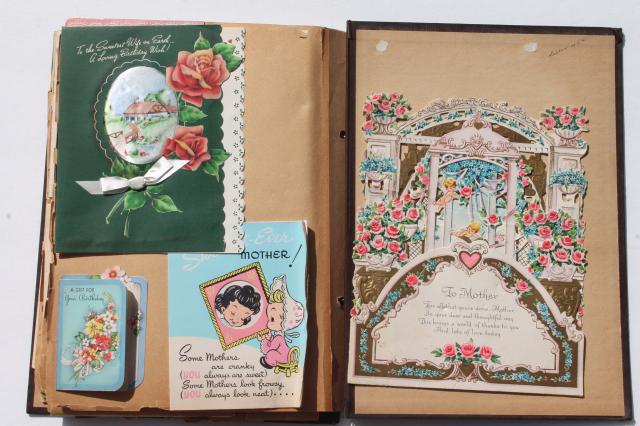 photo of vintage albums of old greeting cards, Christmas holidays & 60s baby cards #9