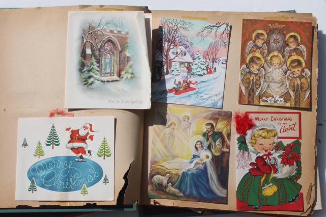 photo of vintage albums of old greeting cards, Christmas holidays & 60s baby cards #12