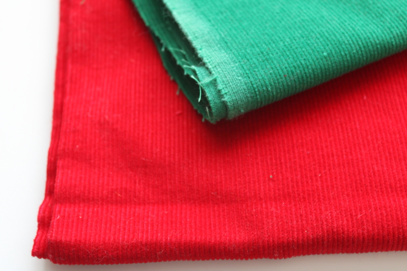 photo of vintage all cotton corduroy fabric, Christmas red and green pincord pinwale corduroy  #2