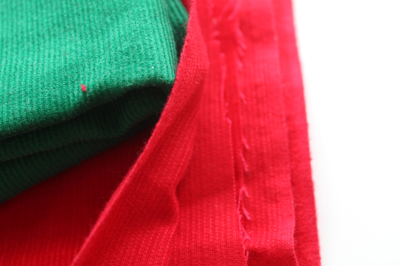 photo of vintage all cotton corduroy fabric, Christmas red and green pincord pinwale corduroy  #3