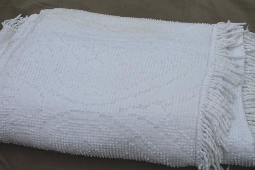 photo of vintage all white bedspreads lot, Bates type tufted candlewick & cotton chenille #15