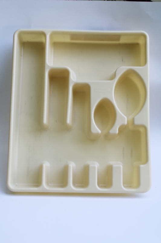 photo of vintage almond plastic Rubbermaid cutlery tray, kitchen drawer organizer for silverware flatware  #2