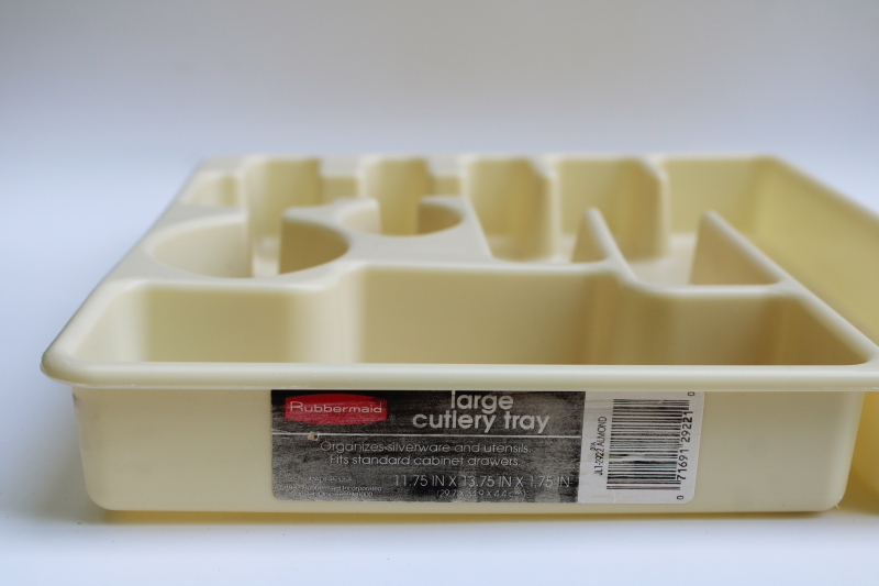 photo of vintage almond plastic Rubbermaid cutlery tray, kitchen drawer organizer for silverware flatware  #4
